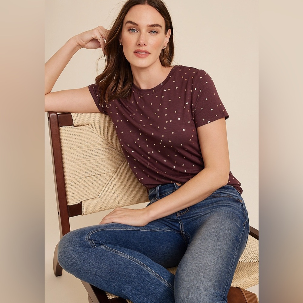Maurice's metallic polka dot tee size medium
